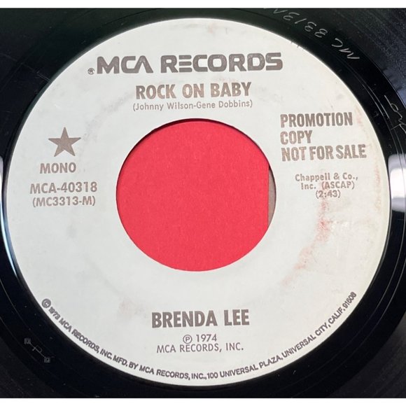 Brenda Lee Rock On Baby 45 Country Pop WLP Promo 1974 MCA 40318 - Picture 2 of 4
